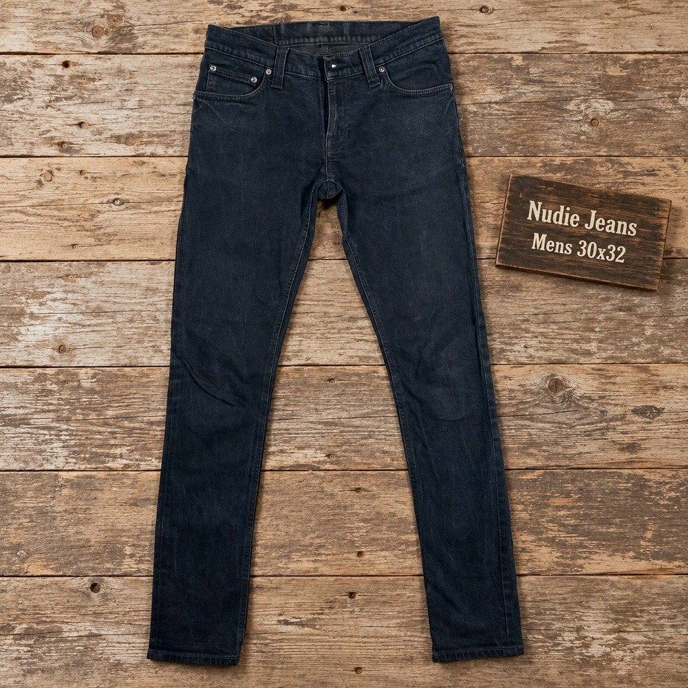 Nudie Jeans Co Mens 30x32 Slim Fit Dark Indigo Stretch Denim Pants Made in Italy